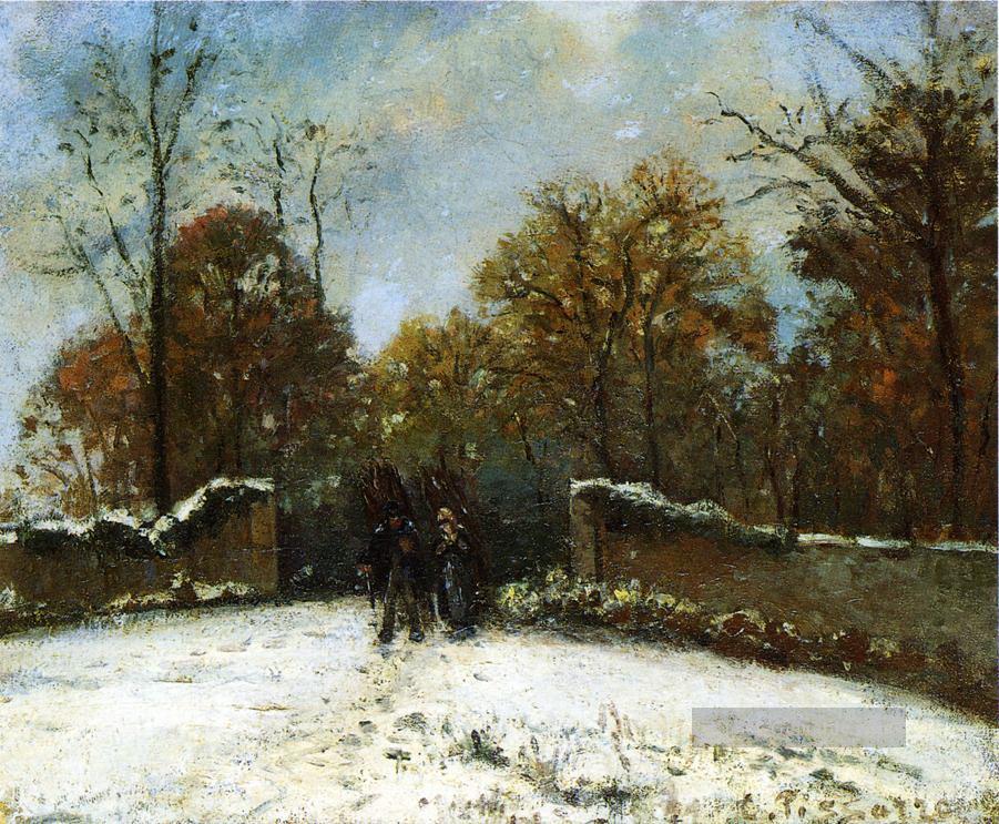 Eintritt in den Wald von Marly Schneeffekt Camille Pissarro Szenerie Ölgemälde